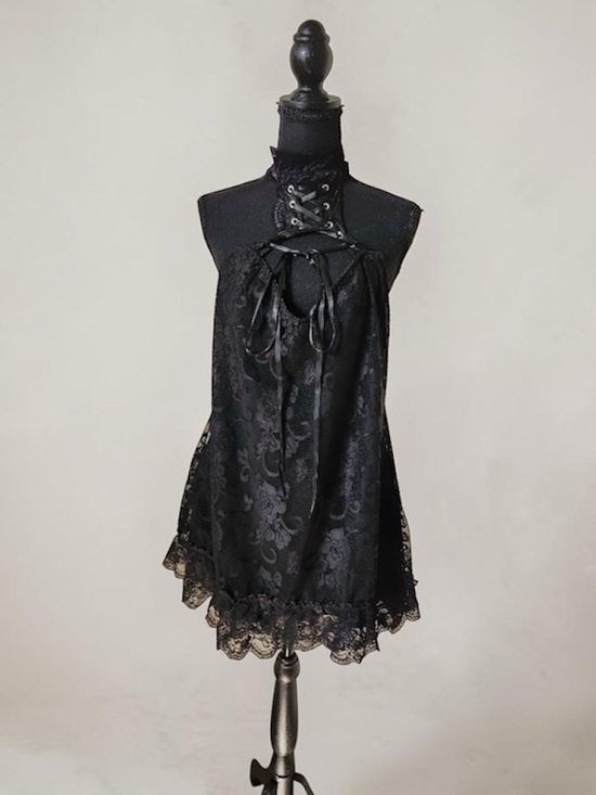 Dolls Kill Dresses & Skirts - NWT Dolls Kill Widow ‘Lush Reckoning’ Ruffle Lace Mini Choker Dress in Black, M